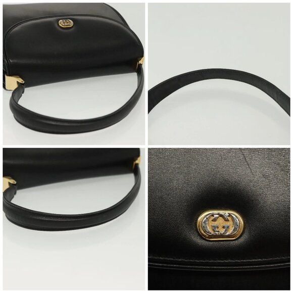 GUCCI Hand Bag Leather Black Gold 000 056 0004 Auth ep10863 - Picture 16 of 16